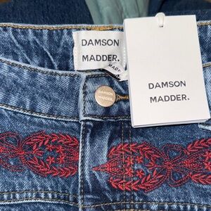 Damon Madder Women's Blue Jeans with Red Embroidery
